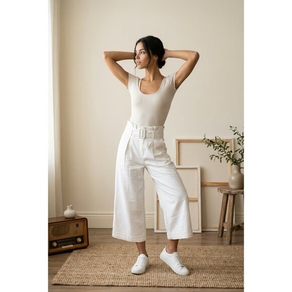 Pink Filosofy Pants - Pink Filosofy Culottes‎ Crop Pants Wide Leg High Rise